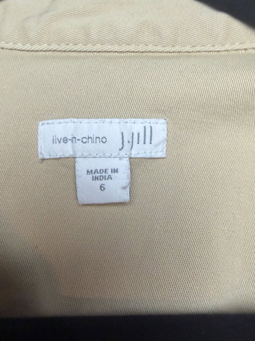 J Jill Live in Chino Size 6 Shirt Dress Khaki Cargo Roll Tab Sleeves Tan Minimal - Picture 4 of 8